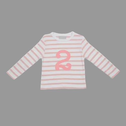 Dusty Pink & White T-shirt Age 2