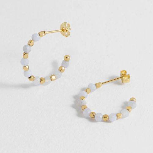 Wellness Blue Lace Agate Coco Beaded Hoops