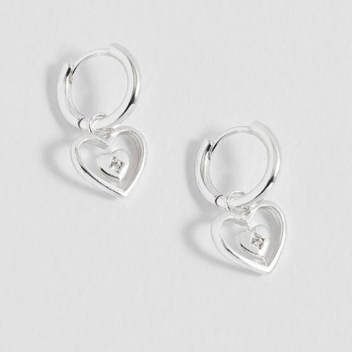 CZ Heart Huggie Hoops