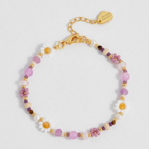 Lilac Beaded Flower Bracelet