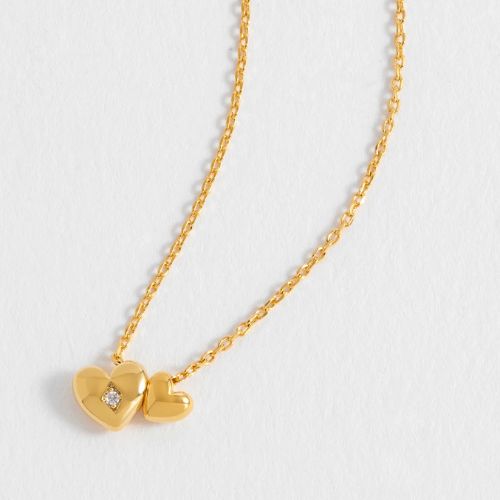 Double Heart and CZ Necklace
