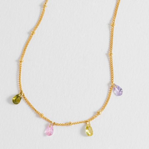 Multi CZ Pear Drop Necklace