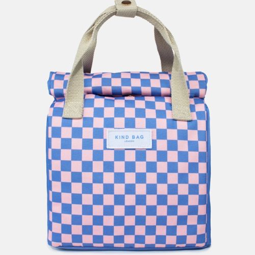 Lunch Bag - Checkerboard Blue & Pink