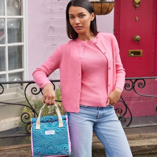 Lunch Bag - Contours Green and Pink