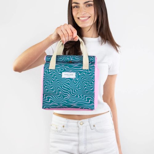 Lunch Bag - Contours Green and Pink