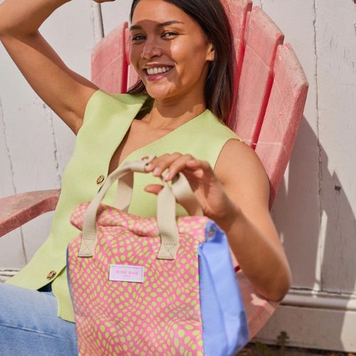 Lunch Bag - Twisted Polka Pink and Yellow