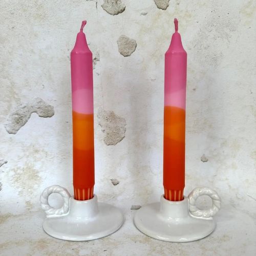 ‘Sunset’ Hand Dipped Orange & Pink Dinner Candles