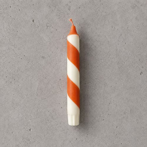 Orange & White Candy Spiral Twist Hand Dipped Candles
