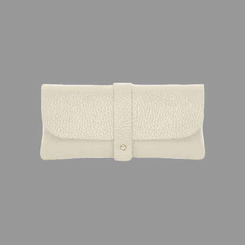 Italian Genuine Leather Glasses Pouch - Cream