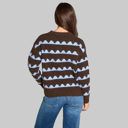 Wave Print Jumper -  Brown/Blue