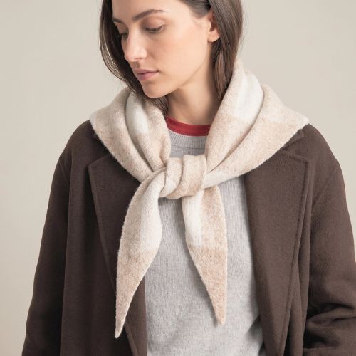 Check Triangle Heavyweight Scarf - Cream