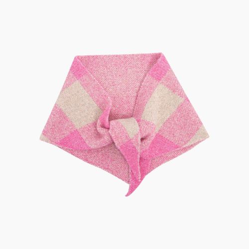 Check Triangle Heavyweight Scarf - Pink/Cream