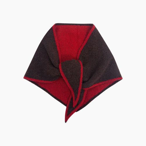 Contrast Trim Triangle Heavyweight Scarf - Brown/Red