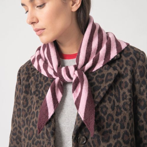 Striped Triangle Heavyweight Scarf -  Berry/Pink