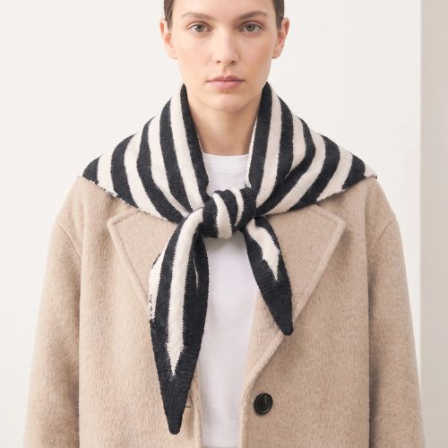 Striped Triangle Heavyweight Scarf - Black/White