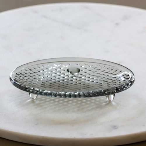 Glass Soap Dish - Grey