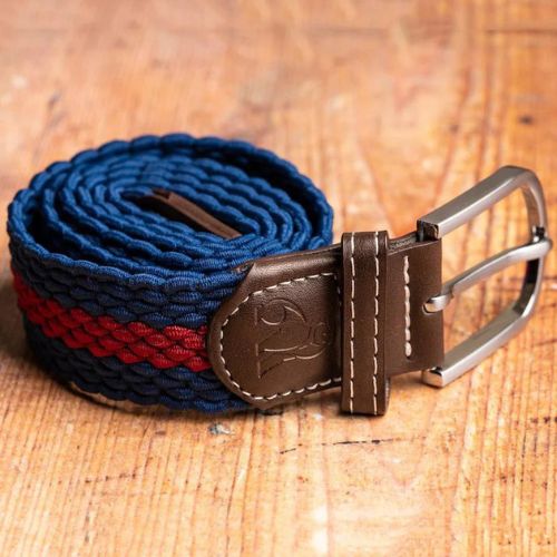 Recycled Woven Belt - Blue/Burgundy Stripe