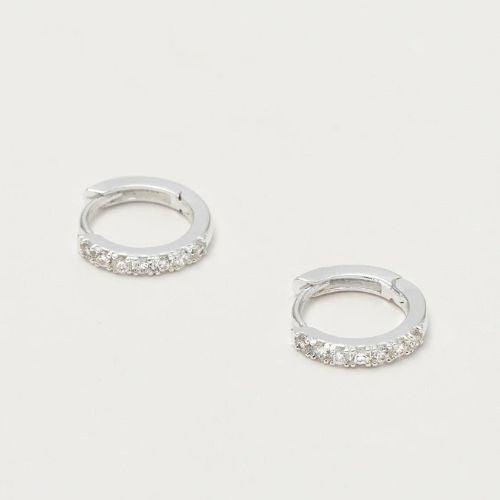 Estella Bartlett Hoop Earrings with White CZ - Silver