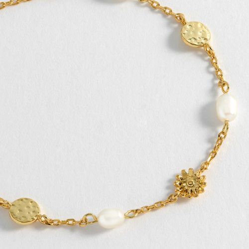 Estella Bartlett Textured Disc Flower Pearl Bracelet