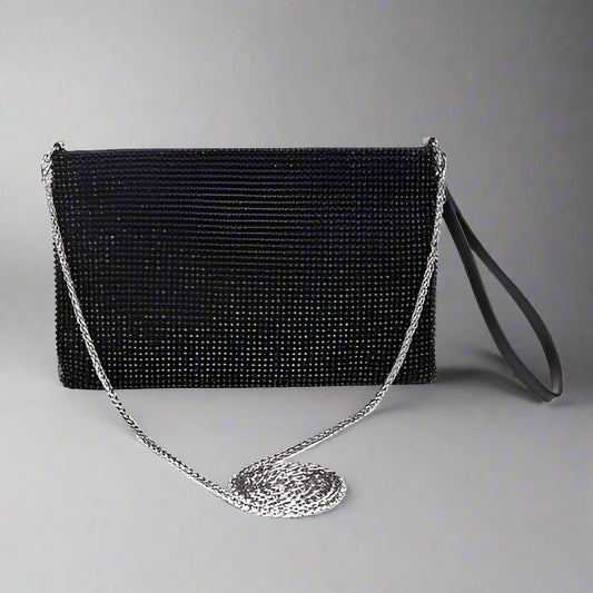 Glam Crystal Clutch Bag - Black