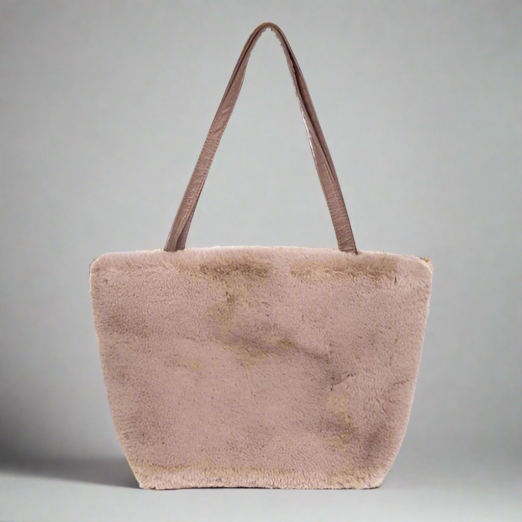 Faux Fur Tote Bag - Cappuccino