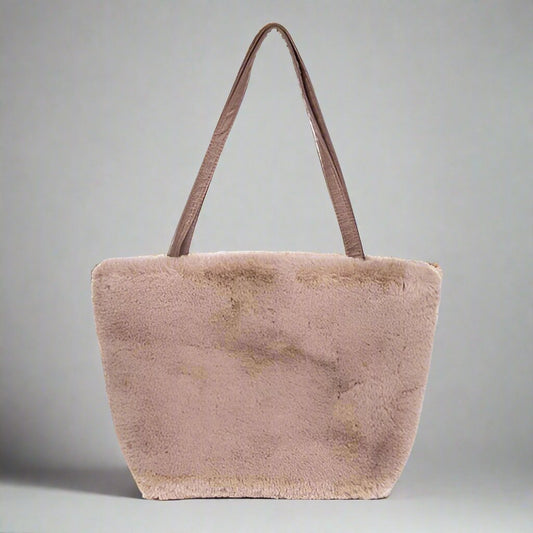 Faux Fur Tote Bag - Cappuccino