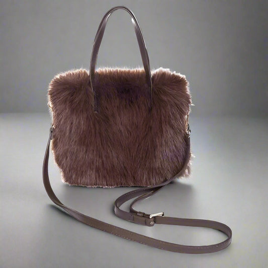 Faux Fur Shoulder Bag - Chocolate