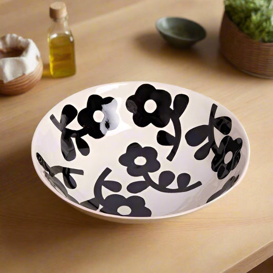 Mono Flower Shallow Bowl