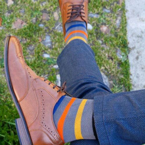 Bamboo Socks - Grey Small Stripe