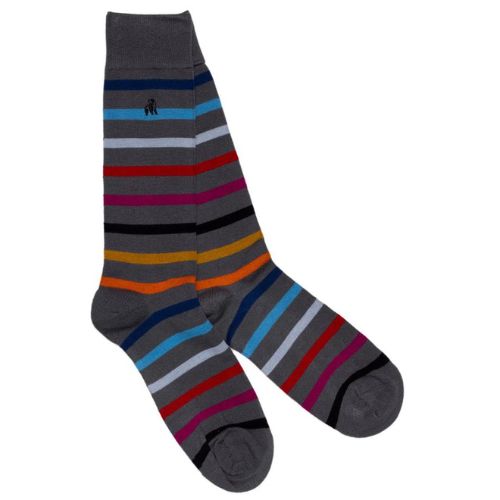 Bamboo Socks - Grey Small Stripe