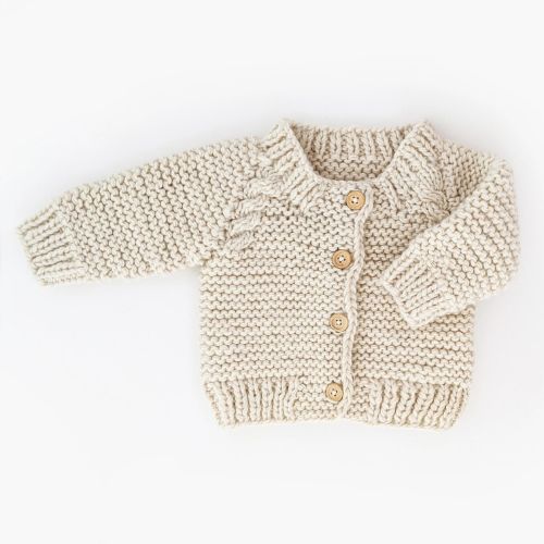 Natural Garter Stitch Cardigan Sweater