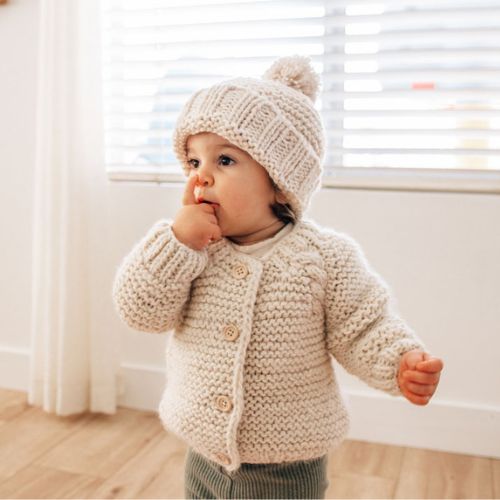 Natural Garter Stitch Cardigan Sweater