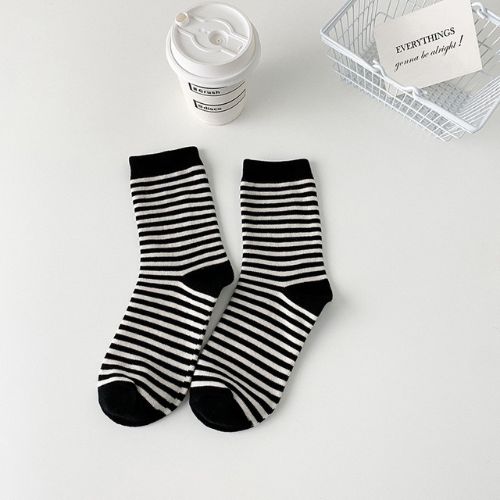 Zebra Striped Socks - Black