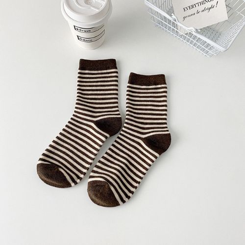 Zebra Striped Socks - Brown