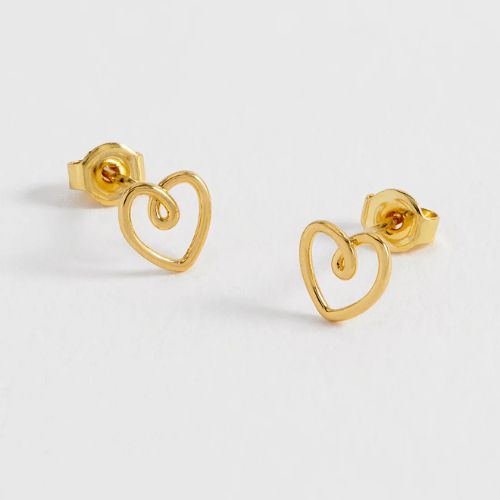 Gold Heart Wire Earrings