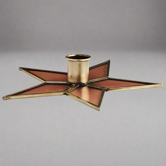 Glass Star Candle Holder - Brown