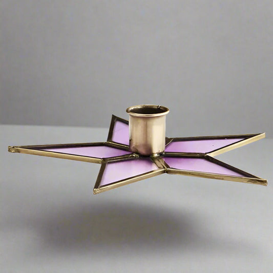 Glass Star Candle Holder - Lilac