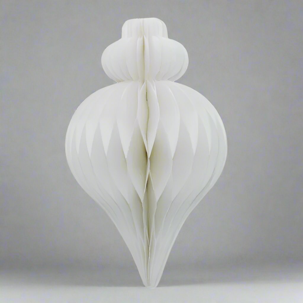 Teardrop Honeycomb Paper Decoration 20cm White