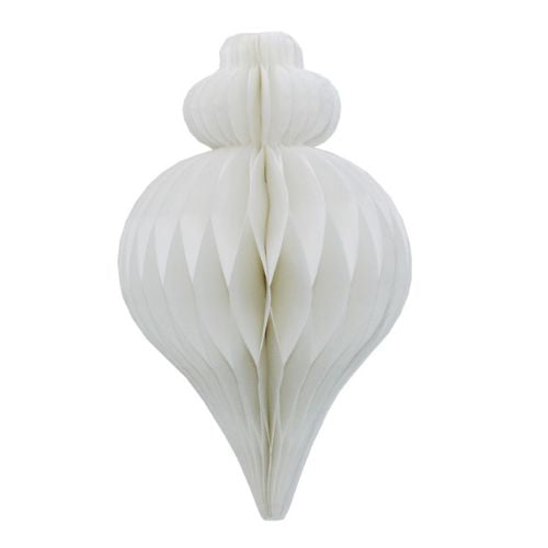 Teardrop Honeycomb Paper Decoration - 30cm White