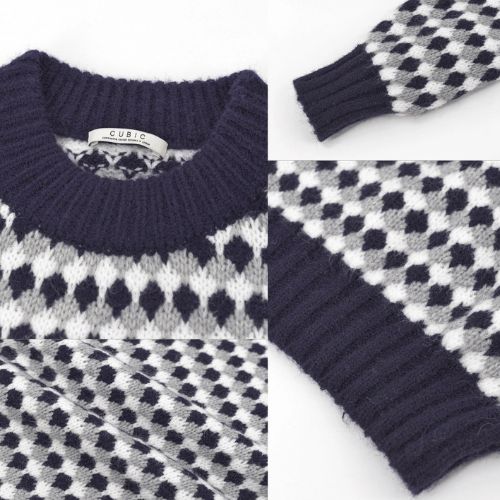 All Over Geometric Knit Sweater - Navy