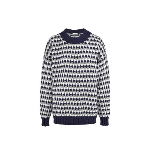 All Over Geometric Knit Sweater - Navy