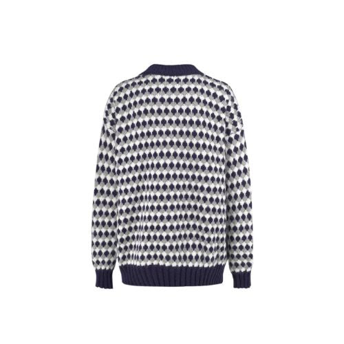 All Over Geometric Knit Sweater - Navy