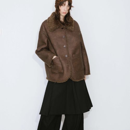 Brown Mid-Length Boxy Coat