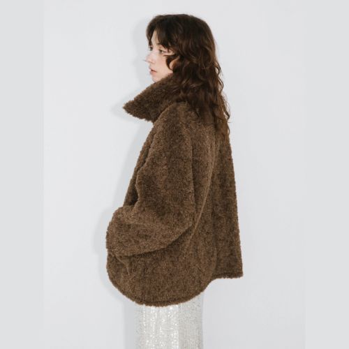 Brown Mid-Length Boxy Coat