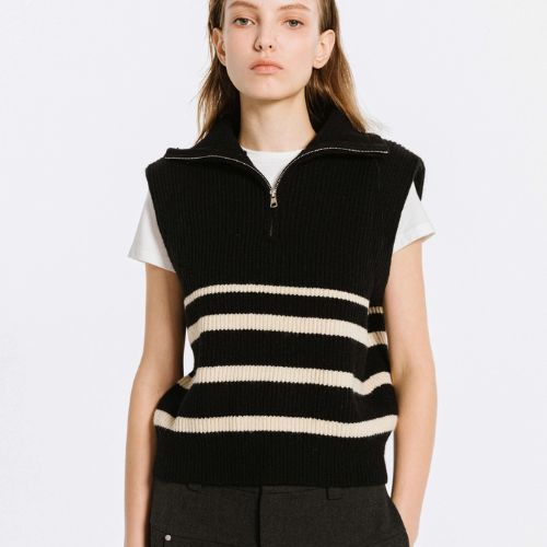 Half-Zip Sleeveless Knit Top