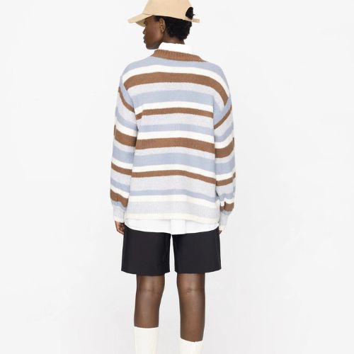 Oversized Striped Crew Knit Sweater - Sienna