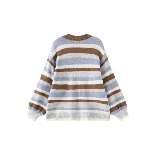 Oversized Striped Crew Knit Sweater - Sienna