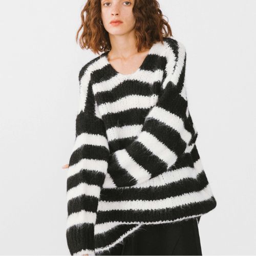 Striped Round Neck Knit Sweater