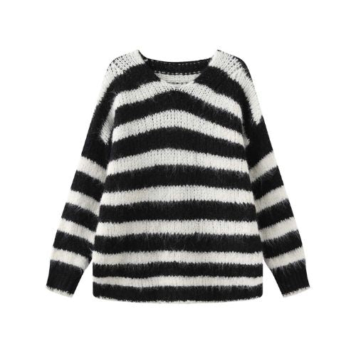 Striped Round Neck Knit Sweater