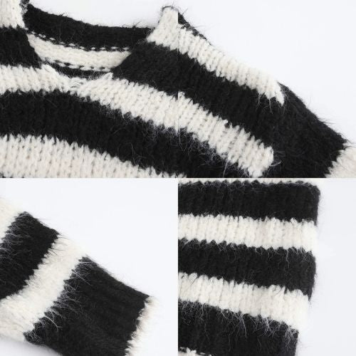 Striped Round Neck Knit Sweater